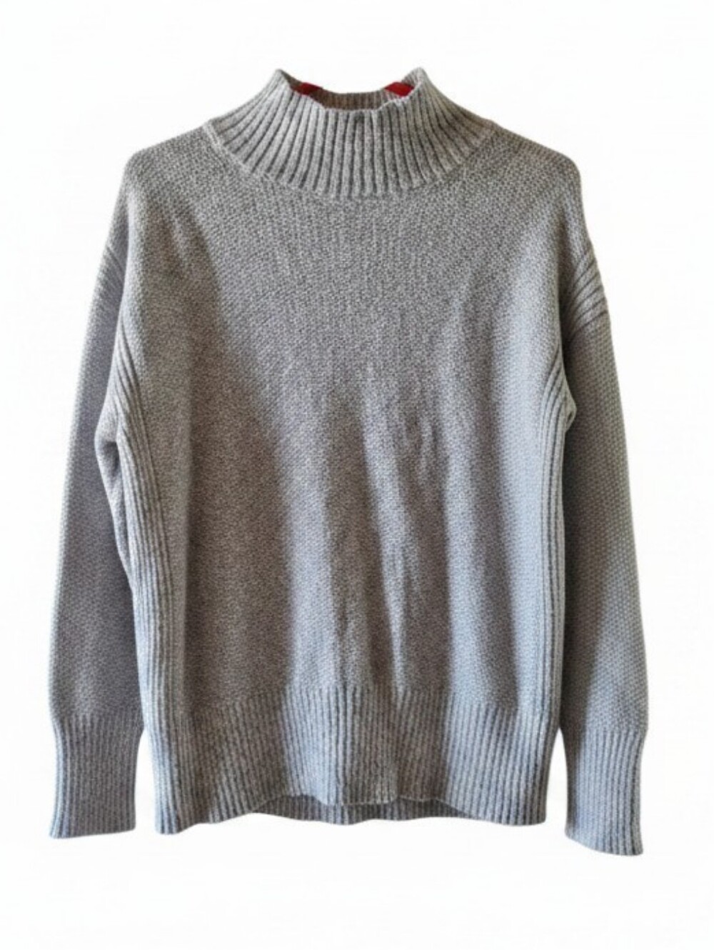 LOFT Light Gray Ribbed Mock Neck Sweater